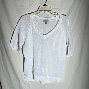 Classic White V-Neck Lightweight Sweater